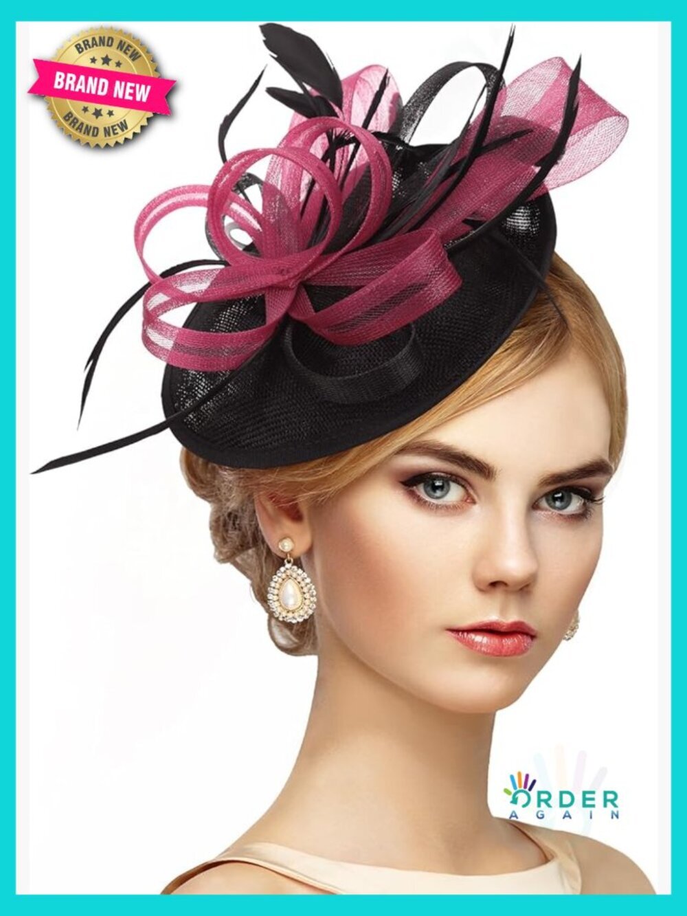Black Feather Fascinator Headband Vintage Derby Hat Tea Party Kentucky
